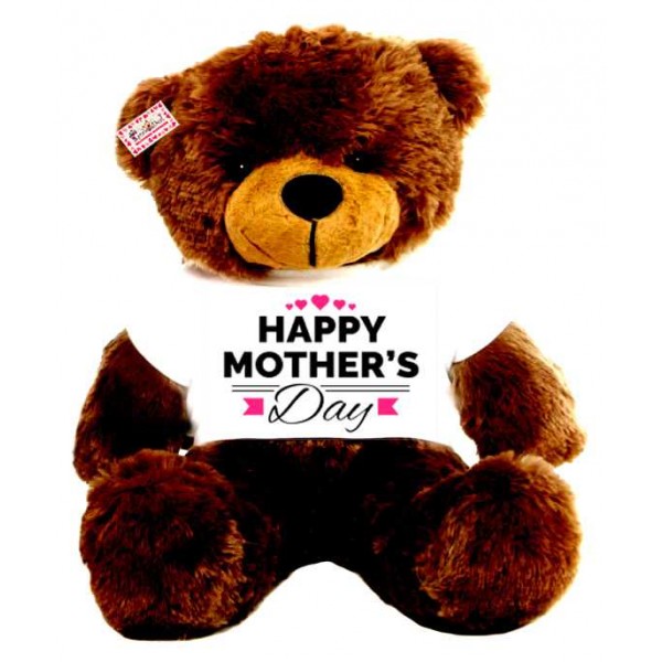2 feet big brown teddy bear wearing Happy Mothers Day hearts T-shirt